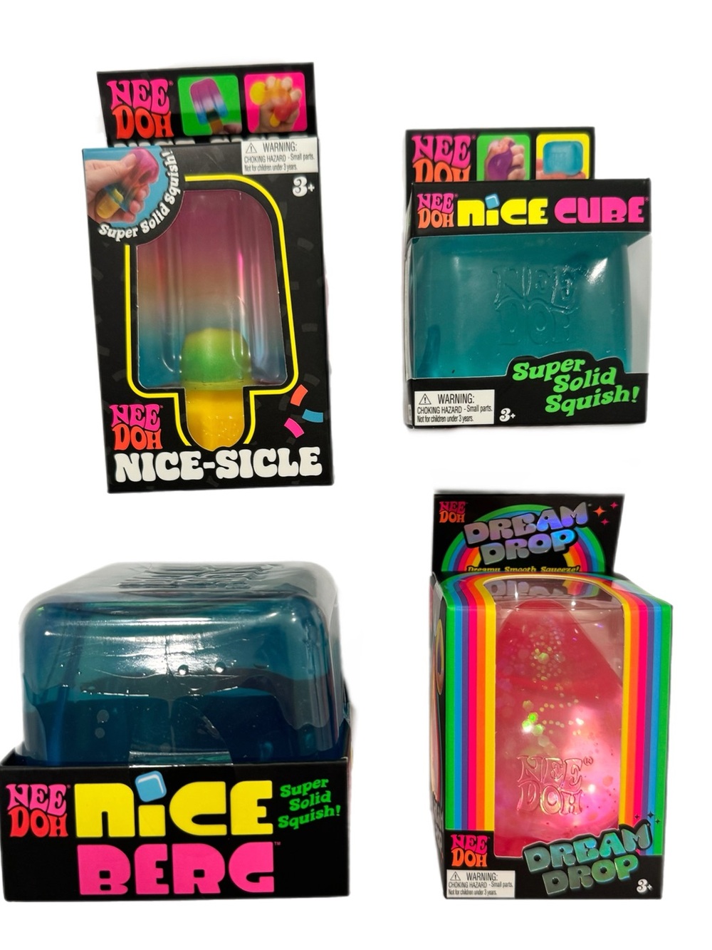 Needoh Nice Berg blue Nice Cube Nice-Sicle Pink Dream Drop NEW Authentic